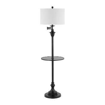 60" Cora Metal/Glass Side Table and Floor Lamp (Includes LED Light Bulb) Black - JONATHAN Y