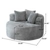 WJSHome 50'' Corduroy Single Foam Couche, Oversized Round Chair with Pillows, Circle Chair Sleeper Couch , Sleeper Boneless Sofa for Reading,Gray - 2 of 4