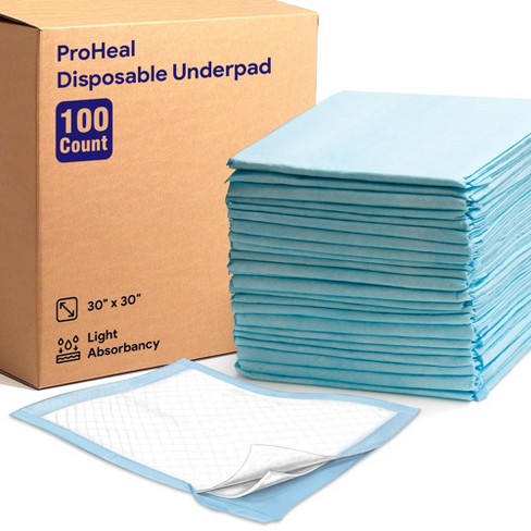 ProHeal Plus Fluff Polymer Underpad Incontinence Bed Pad Leak Proof Poly Backing 30 x 30 100 Pack