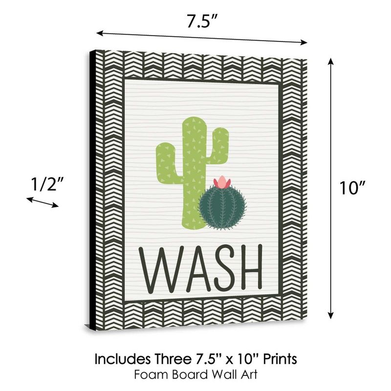 Big Dot of Happiness Prickly Cactus - Kids Bathroom Rules Wall Art - 7.5 x 10 inches - Set of 3 Signs - Wash, Brush, Flush, 6 of 9