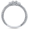 Pompeii3 1/2ct Vintage Three Stone Round Diamond Engagement Ring 14K White Gold - image 2 of 4