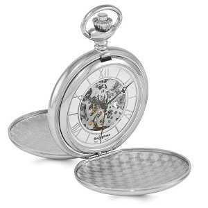 Black Bow Jewelry Swingtime Chrome-finish Brass Mechanical 48mm Pocket Watch - 1 of 2