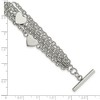 Black Bow Jewelry Stainless Steel Multiple Chain & Heart Charm Toggle Bracelet, 8 Inch - 4 of 4