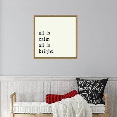 All is Calm All is Bright Gold Framed Canvas Print