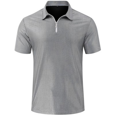 Mens Shirt Zip Polo Shirts Short Sleeve Shiny Shirt Outfits Party Costume Top