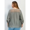 Avenue Women's Plus Size Embroidered Lace Detail Peasant Blouse - 3 of 4