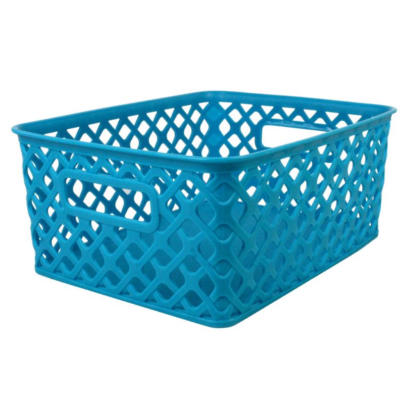 Romanoff Woven Basket, Small, Turquoise, Pack of 3, 2 of 3