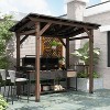 Famapy Cedar Wood BBQ Gazebo with Galvanized Steel Roof and Dual Bar Shelves for Patio & Garden - 2 of 4