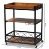 Capri Oak and Finished Mobile Metal Bar Cart with Stemware Rack Brown - Baxton Studio - 4 of 4