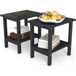 Tree City Double Outdoor Side Table, 2-Tier Weather-Resistant Patio End Table for Backyard, Porch & Pool, Durable HDPE Small Table - 1 of 4
