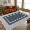 Modern Washable Bordered Area Rug, Ultra-Thin Non-Slip, Non-Shedding Foldable Mat, Chic Aesthetic Carpet for Living Room, Bedroom, Office - 2 of 4