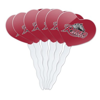 Rider University Primary Logo Heart Love Cupcake Picks Toppers Decoration Set of 6