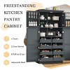 Vynxaria Freestanding Kitchen Pantry Cabinet: 4 Doors, 8 Pull-out Trays, Adjustable Shelf, Assembly Video for Dining Room - 3 of 4