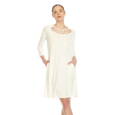 Women's Criss Cross Neckline Swing Dress