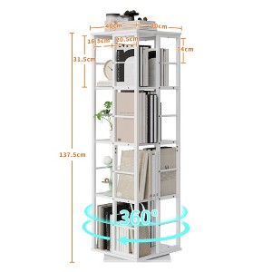 Rotating Bookcase 4-Tier Corner Shelf 54" Tall 360° Spinning Organizer with Metal Frame, Narrow Space-Saving Bookshelves for Living Room, Bedroom - 1 of 4