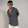 Campus Sutra Men Men's Ash Grey Embroidered Twist Shirt - 2 of 3