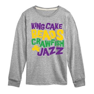 Boys' - Instant Message - King Cake Beads Crawfish Jazz Long Sleeve Graphic T-Shirt - 1 of 4