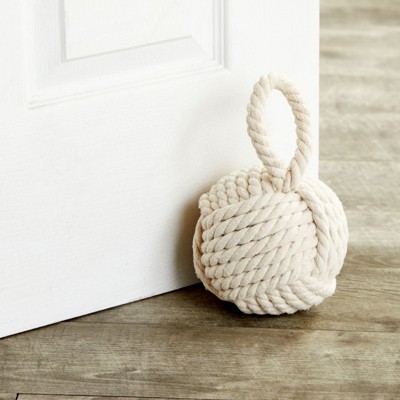Ivory Nautical Rope Knot Door Stop with Handle
