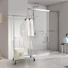 Simple Trending Double Rod Clothing Garment Rack, Rolling Clothes Organizer on Wheels for Hanging Clothes, Chrome - 2 of 4
