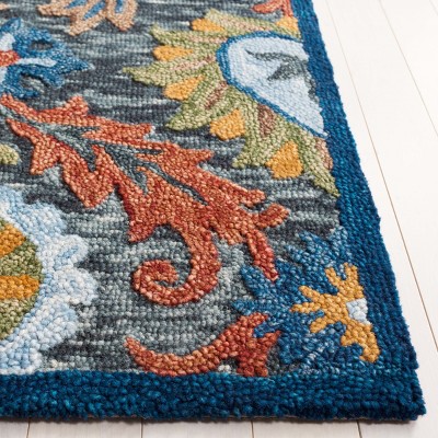 Blossom BLM565 Machine Made Tufted Area Rug - Charcoal/Orange - 8' X 10' - Safavieh