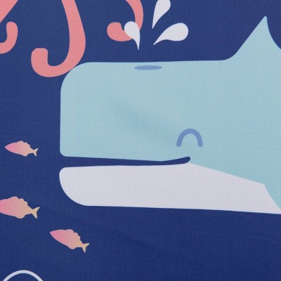 Blue Multi Whales Polyester Fabric Kids' Shower Curtain