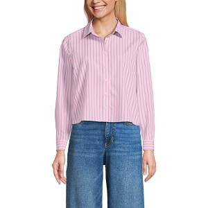 Lands' End Women's No Iron Boxy Cropped Shirt - 1 of 3
