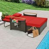 Tangkula Patio Rattan Daybed Set w/ Cushioned Loveseat & Storage Ottoman - 3 of 4