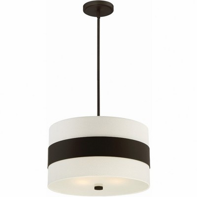 Mini Elegance Dark Bronze Crystal 3-Light Chandelier with Cream Silk Shade