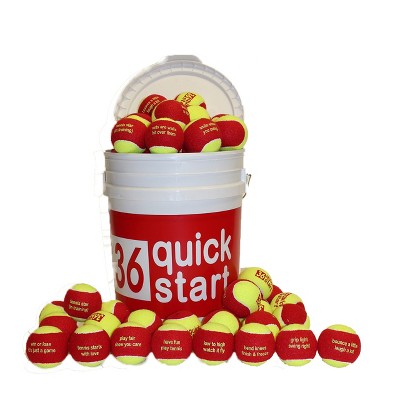 OnCourt OffCourt  Quick Start 36 - red “slogan” felt balls