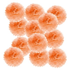 Unique Bargains Birthday Bachelorette Wedding Party Paper Pom Poms Flower Ball Kit 12 Pcs - 1 of 4