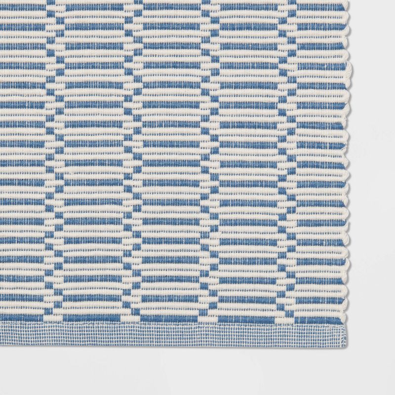 Cotton Modern Ribbed Table Runner Blue - Threshold™, 3 of 8