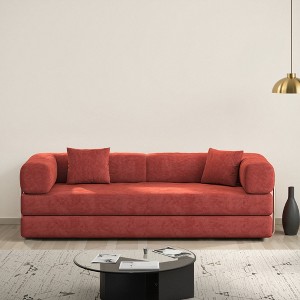 TiramisuBest 78.8" Modular Sectional Sofa, Convertible Pudding Sofa Bed with Armrest, Floor Standing Comfy Sofa for Living & Bedroom (Green) - 1 of 4