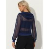INSPIRE CHIC Women's Zip Up Long Sleeve Mesh Sheer Hoodie Bomber Jackets - 3 of 4