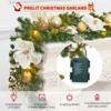 COZONY 6FT Prelit Christmas Garland with Timer, 20 LED Lights with Gold Balls & Magnolia Flowers for Fireplace Indoor Outdoor Decor - 4 of 4
