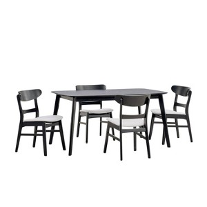 Christopher Knight Home 5pc Bryner Upholstered Dining Set Black/Light Beige - 1 of 4
