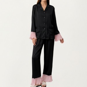 Anna-Kaci Lounge Women's 3-Piece Pajama Set with Button Front Top Relaxed Pants and Matching Adjustable Strap Sleep Cami - 1 of 4