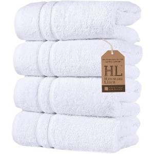 Hawmam Linen Hand Towels for Bathroom, Set of 4, 16x29 Inch, Premium Turkish Cotton, Highly Absorbent Hotel Collection, Blissful Luxury Spa Feel - 1 of 4