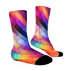 Colorful Rainbow Squares Women Printed Crew Socks Funny Funky Socks Soft Polyester Novelty Gifts for Artists Men - 3 of 4