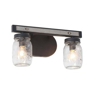 LNC Aries Traditional Mason Jar Vanity  Lights,Black and Rustic Brown/Black and Antique  Brown/Black and Light Gray, 2 Light/ 3 Light/ 4 Light - 1 of 4