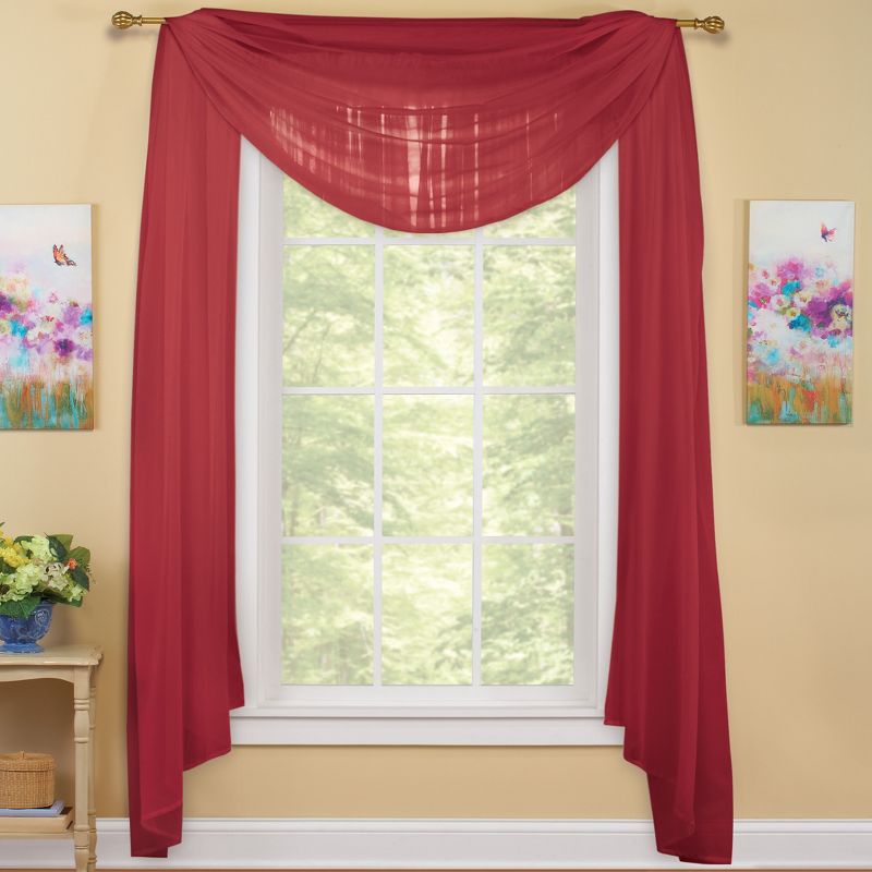 Collections Etc Sheer Window Scarf Curtain, Single Panel,, 2 of 4