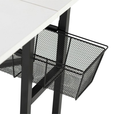 Charcoal & White Mobile Sewing Craft Table with Wire Storage