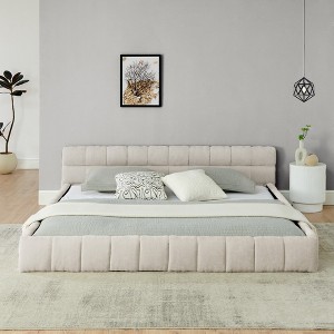 Empire DigiLabs King Size Chenille Grounded Beds Frame with Headboard for Bedroom, Platform Beds with Solid Frame, No Box Spring Needed - 1 of 4