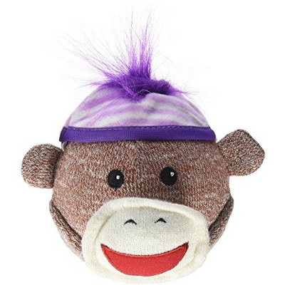 Multipet INTERNATIONAL 4" Sock Pal Monkey Head Dog Toy in Assorted Colors, Variable Size