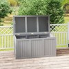 Lyngins 67 Gallon Wooden Deck Box, Weather-Resistant Outdoor Storage Box, Dual-Purpose Seat/Table, Hinged Lid with Thumb Groove, Natural Wood Finish - 3 of 4