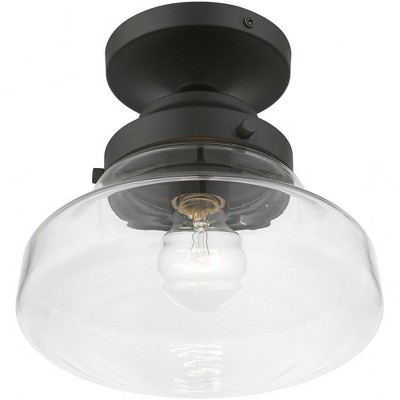 Avondale Black and Clear Glass Nautical Semi-Flush Mount Light