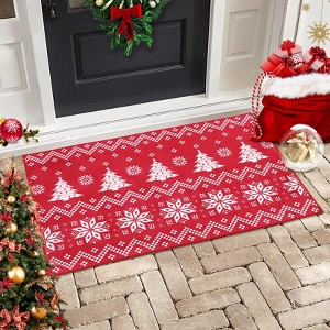 Coucheta Christmas Tree Doormat & Area Rug, Washable Low Pile Non-Slip Carpet, Holiday Mat for Entryway, Bedroom, Living Room & Indoor Festive Decor - 1 of 4