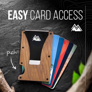 Minimalist Wallet for Men - Slim RFID, Scratch Resistant, Natural Walnut Wood Credit Card Holder & Money Clip - 1 of 4