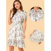 Allegra K Women's Floral Ruffle Hem Short Sleeve A-Line Smocked Chiffon Dress - 2 of 4