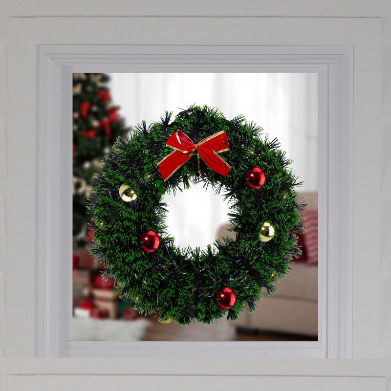 Northlight 17-Inch Green Tinsel Artificial Christmas Wreath with Bow - Unlit, 2 of 5