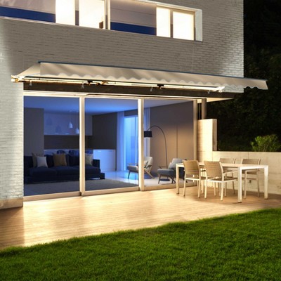 ALEKO 12 x 10 feet Motorized LED Half Cassette Patio Retractable Awning 12'x10'